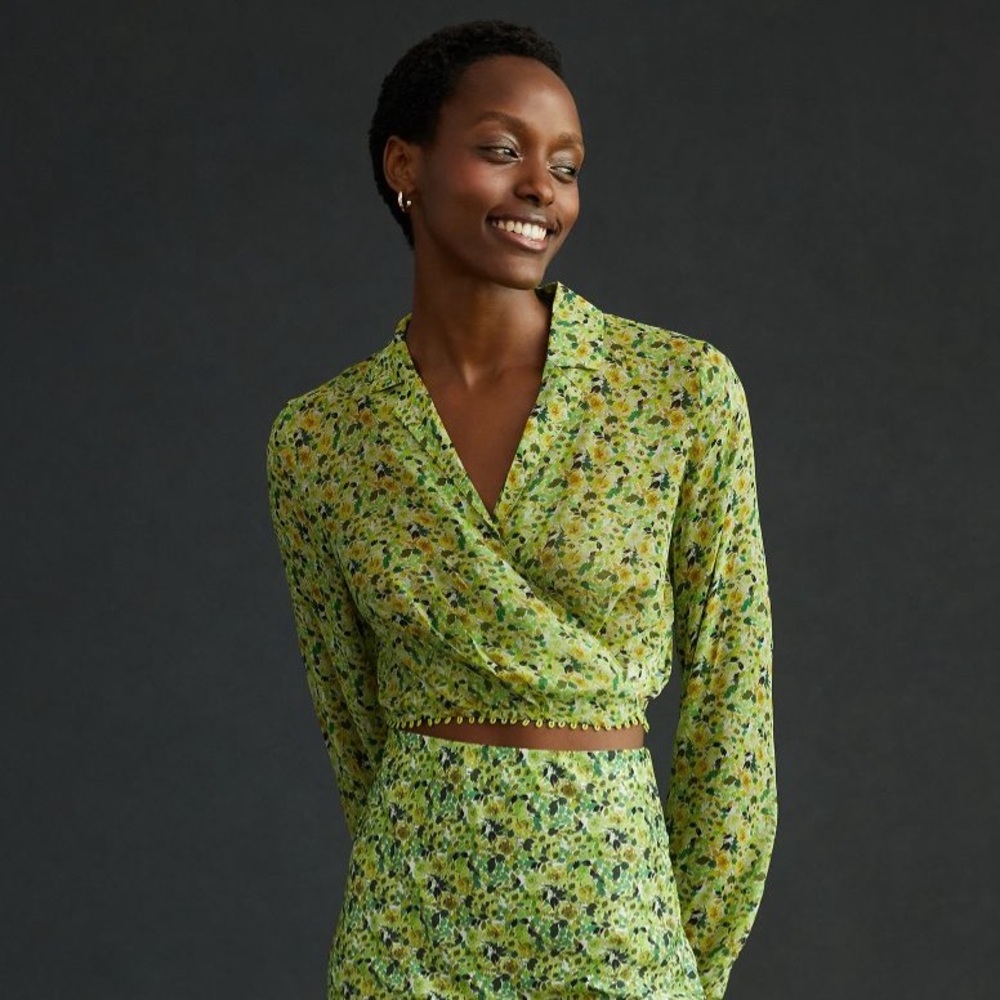 Favorite Daughter Lime Green Floral ‘ The Lover ‘ Wrap Top